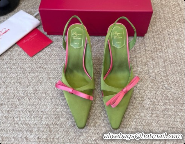 New Arrivals Roger Vivier Slingback Pumps in Satin RV080336 Green 2026