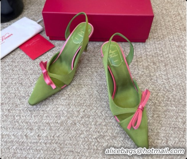 New Arrivals Roger Vivier Slingback Pumps in Satin RV080336 Green 2026