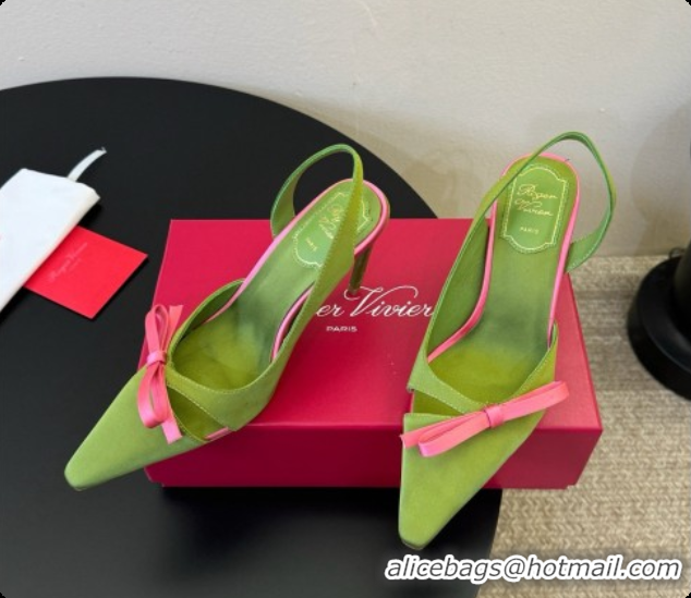 New Arrivals Roger Vivier Slingback Pumps in Satin RV080336 Green 2026