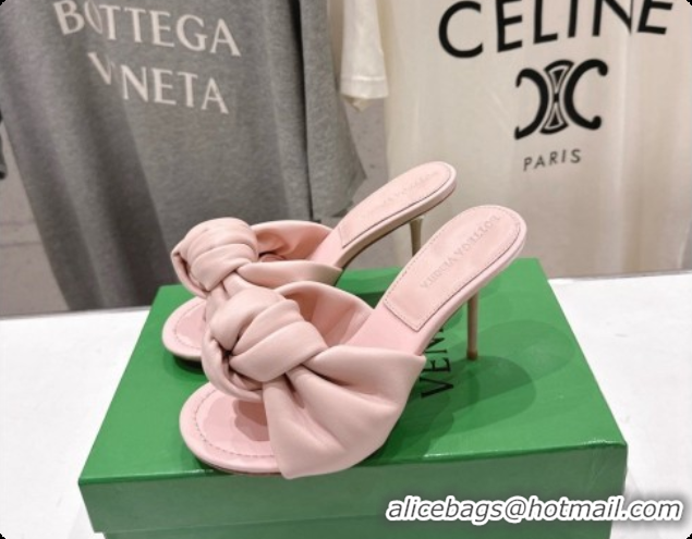 New Luxury Bottega Veneta Lambskin Cherry Mule 9cm Heel Pink 6080128 2026