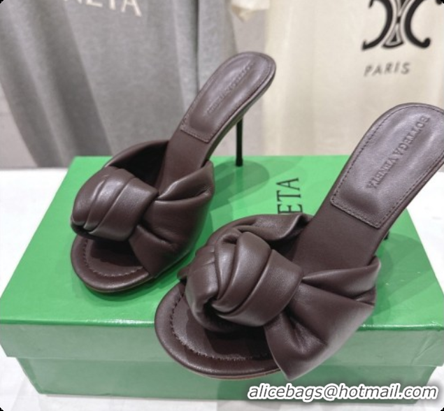 New Product Bottega Veneta Lambskin Cherry Mule 9cm Heel Dark Brown 26080129 2026
