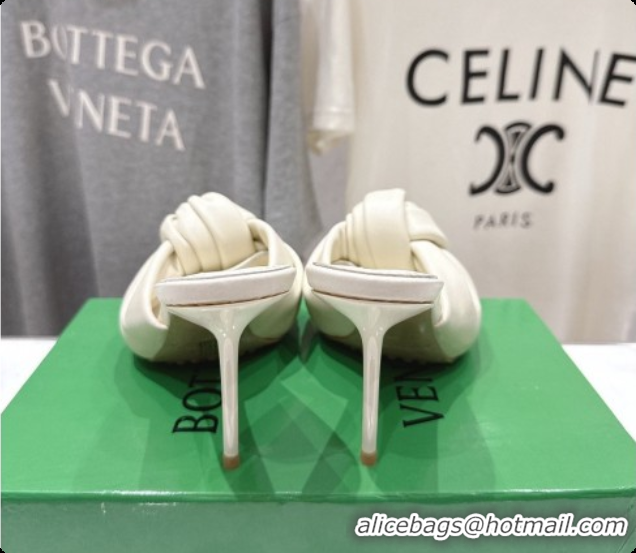 New Stylish Bottega Veneta Lambskin Cherry Mule 9cm Heel Beige 6080130 2026