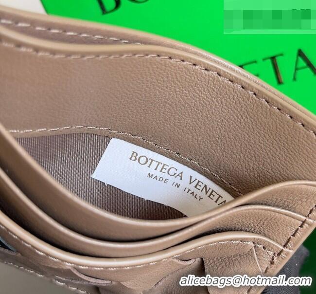 Reasonable Price Bottega Veneta Intrecciato Leather Credit Card Case 796324 Khaki/Black 2026