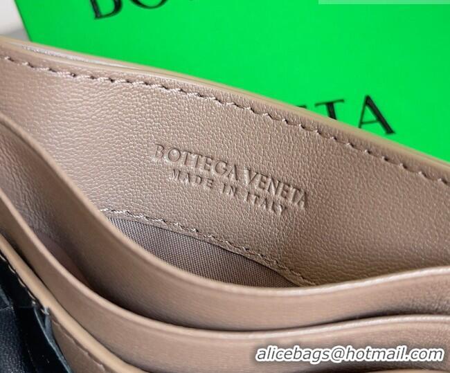 Reasonable Price Bottega Veneta Intrecciato Leather Credit Card Case 796324 Khaki/Black 2026