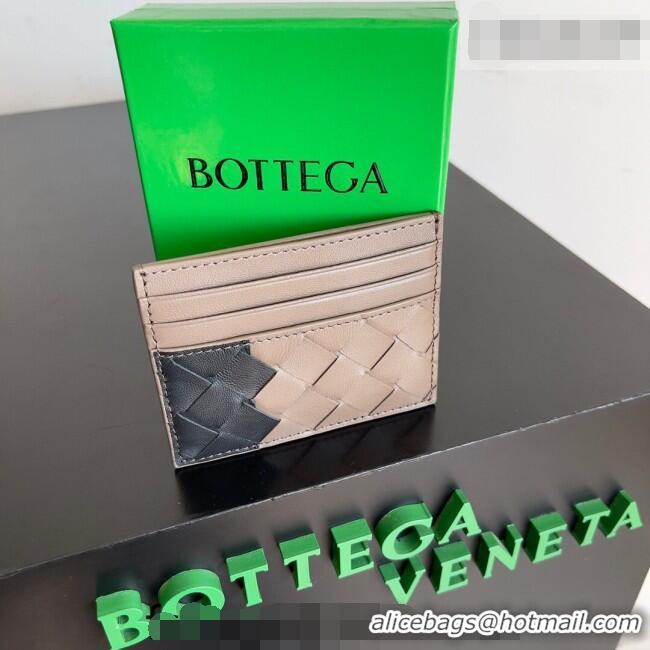 Reasonable Price Bottega Veneta Intrecciato Leather Credit Card Case 796324 Khaki/Black 2026
