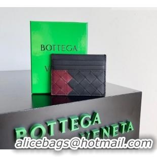 Cheapest Bottega Veneta Intrecciato Leather Credit Card Case 796324 Black/Burgundy 2026