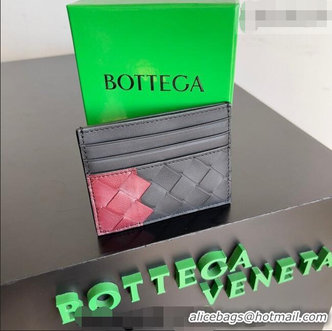 Cheapest Bottega Veneta Intrecciato Leather Credit Card Case 796324 Black/Burgundy 2026