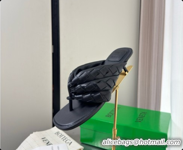 Purchase Bottega Veneta Kitten Heel Salsa Thong in Intrecciato Leather Black 6080135 2026