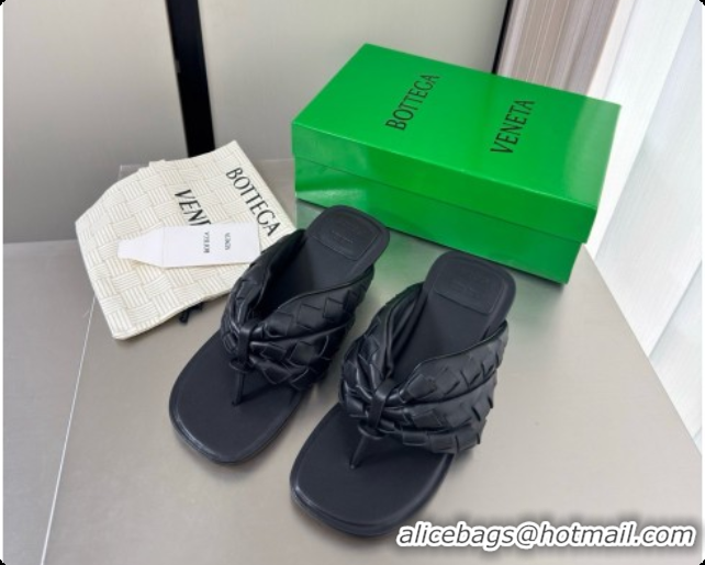 Purchase Bottega Veneta Kitten Heel Salsa Thong in Intrecciato Leather Black 6080135 2026