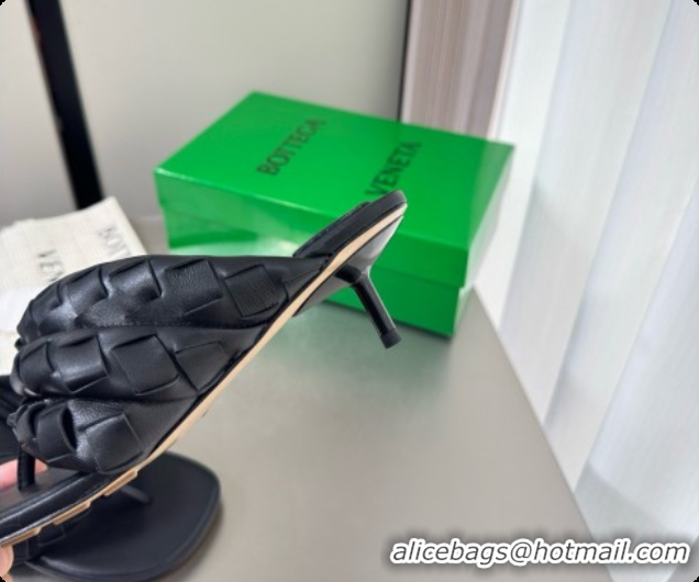 Purchase Bottega Veneta Kitten Heel Salsa Thong in Intrecciato Leather Black 6080135 2026