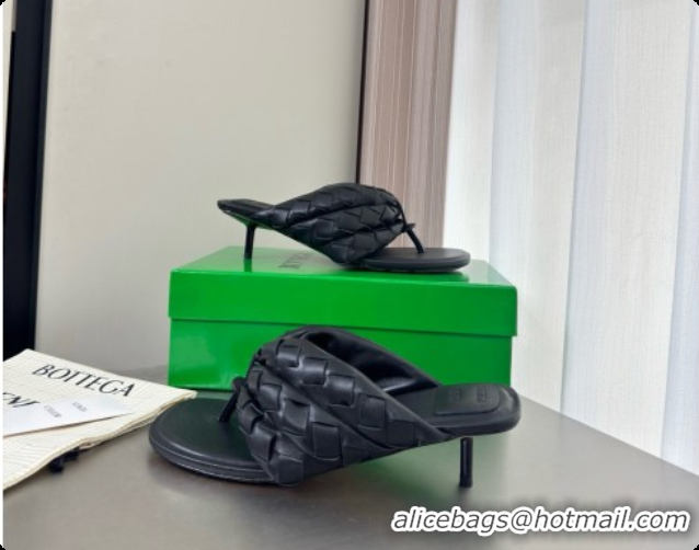 Purchase Bottega Veneta Kitten Heel Salsa Thong in Intrecciato Leather Black 6080135 2026