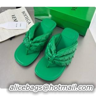 Top Quality Bottega Veneta Kitten Heel Salsa Thong in Intrecciato Leather Green 6080136 2026