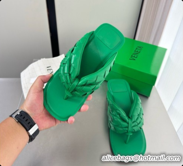 Top Quality Bottega Veneta Kitten Heel Salsa Thong in Intrecciato Leather Green 6080136 2026