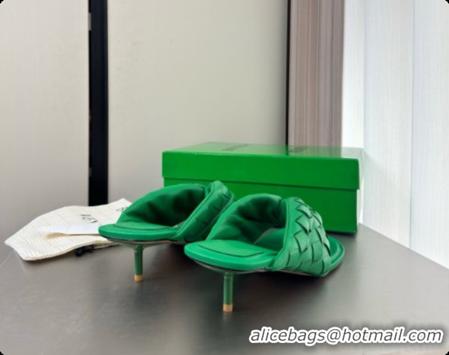 Top Quality Bottega Veneta Kitten Heel Salsa Thong in Intrecciato Leather Green 6080136 2026