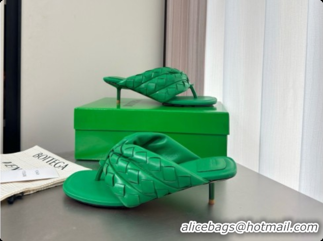 Top Quality Bottega Veneta Kitten Heel Salsa Thong in Intrecciato Leather Green 6080136 2026