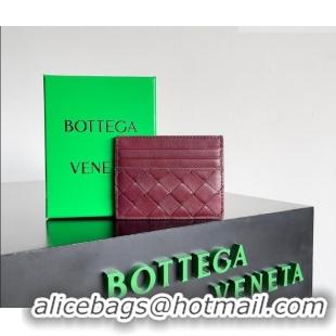 Classic Discount Bottega Veneta Intrecciato Leather Credit Card Case 796324 Burgundy 2026