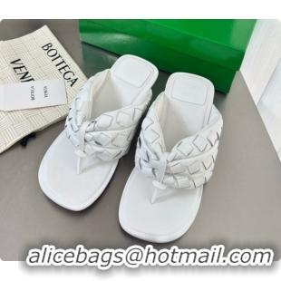Most Popular Bottega Veneta Kitten Heel Salsa Thong in Intrecciato Leather White 6080137 2026