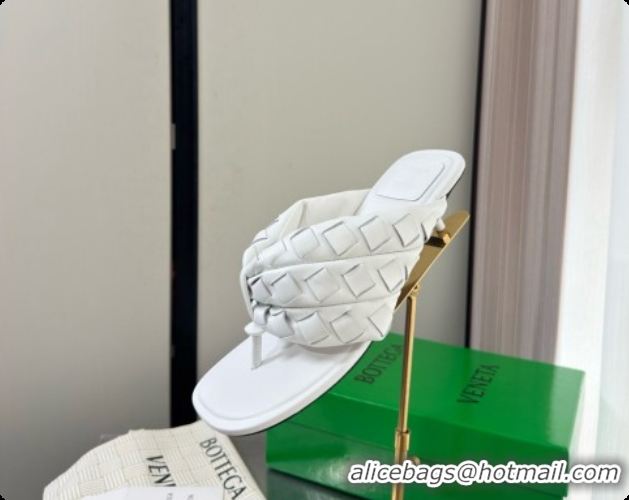 Most Popular Bottega Veneta Kitten Heel Salsa Thong in Intrecciato Leather White 6080137 2026