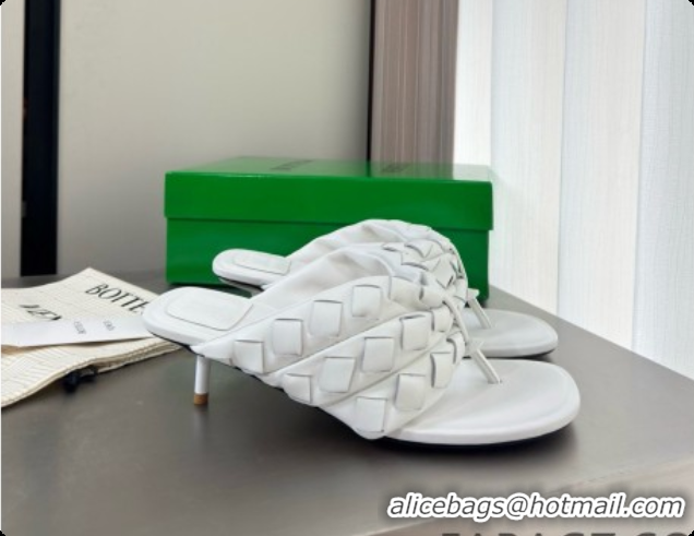 Most Popular Bottega Veneta Kitten Heel Salsa Thong in Intrecciato Leather White 6080137 2026