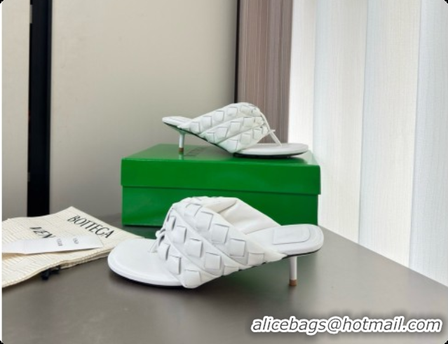 Most Popular Bottega Veneta Kitten Heel Salsa Thong in Intrecciato Leather White 6080137 2026