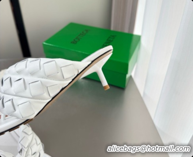 Most Popular Bottega Veneta Kitten Heel Salsa Thong in Intrecciato Leather White 6080137 2026