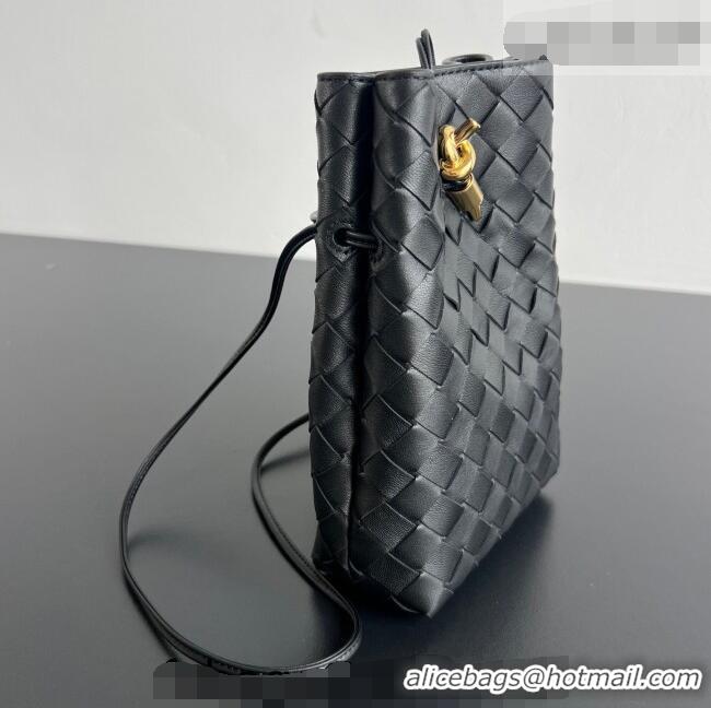 Well Crafted Bottega Veneta Andiamo Phone Pouch in Intrecciato Leather 843890 Black 2026