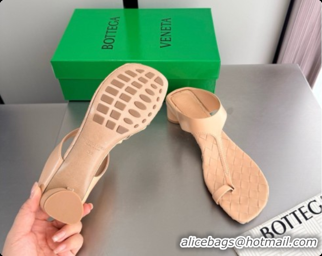 New Style Bottega Veneta Livia Thong 4cm Heel BV080341 Beige 2026