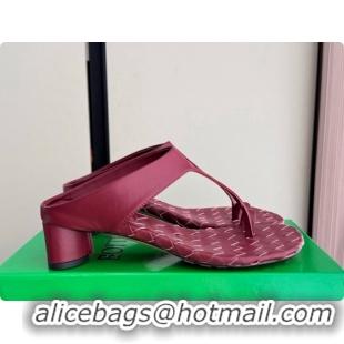 Luxurious Bottega Veneta Livia Thong 4cm Heel BV080343 Burgundy 2026