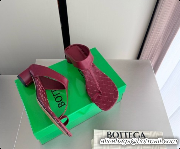 Luxurious Bottega Veneta Livia Thong 4cm Heel BV080343 Burgundy 2026