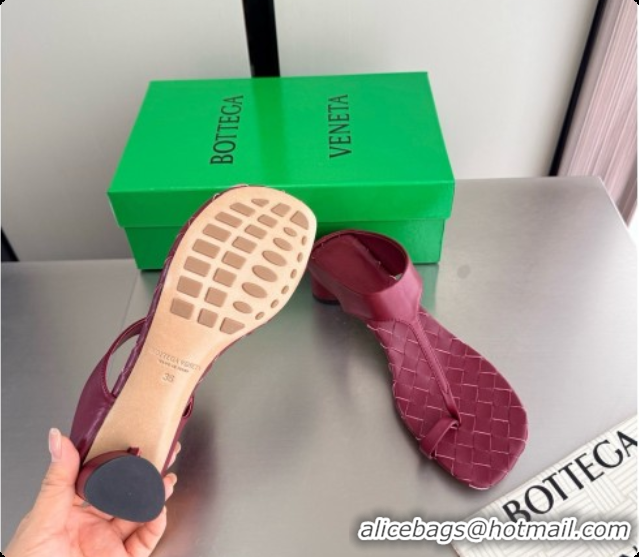 Luxurious Bottega Veneta Livia Thong 4cm Heel BV080343 Burgundy 2026