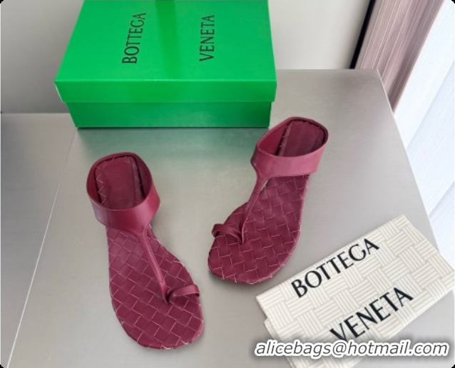 Luxurious Bottega Veneta Livia Thong 4cm Heel BV080343 Burgundy 2026