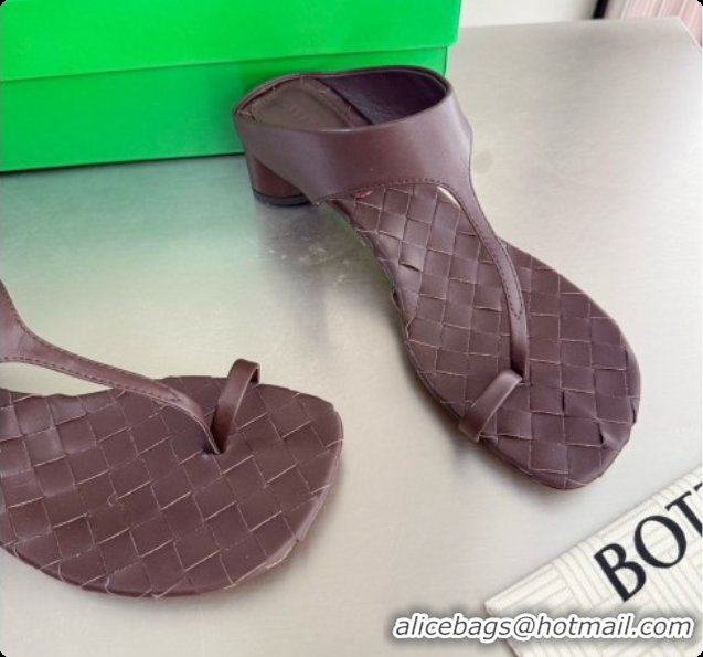 Hot Style Bottega Veneta Livia Thong 4cm Heel BV080345 Chocolate Brown 2026