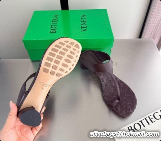 Hot Style Bottega Veneta Livia Thong 4cm Heel BV080345 Chocolate Brown 2026