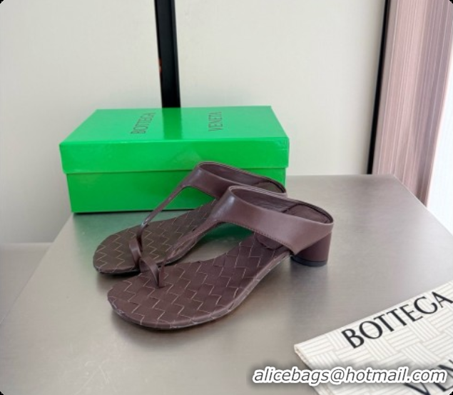 Hot Style Bottega Veneta Livia Thong 4cm Heel BV080345 Chocolate Brown 2026