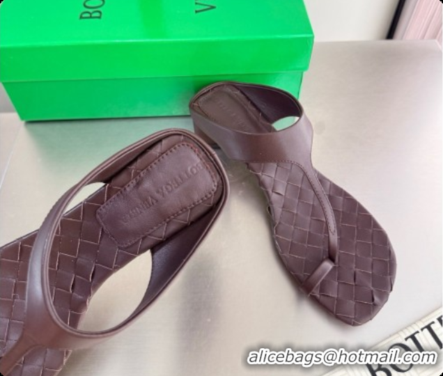 Hot Style Bottega Veneta Livia Thong 4cm Heel BV080345 Chocolate Brown 2026