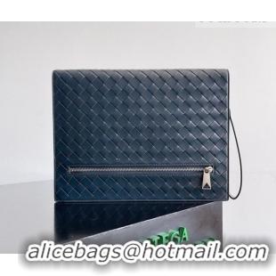 Top Grade Bottega Veneta Men's Intrecciato Leather Document Case With Wristlet 732638 Blue 2026
