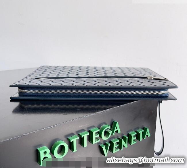 Top Grade Bottega Veneta Men's Intrecciato Leather Document Case With Wristlet 732638 Blue 2026