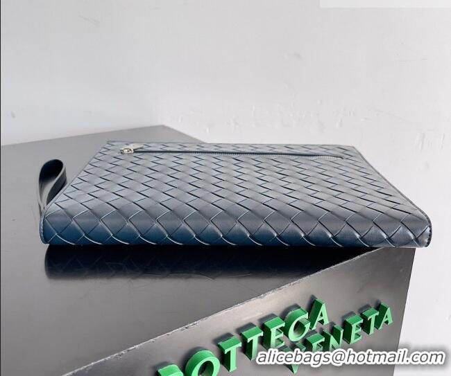 Top Grade Bottega Veneta Men's Intrecciato Leather Document Case With Wristlet 732638 Blue 2026