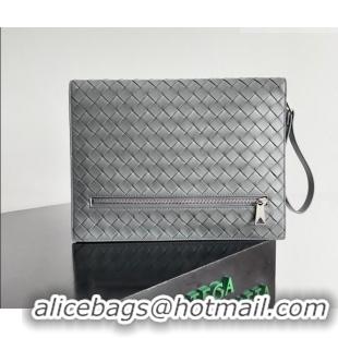 Discount Bottega Veneta Men's Intrecciato Leather Document Case With Wristlet 732638 Grey 2026