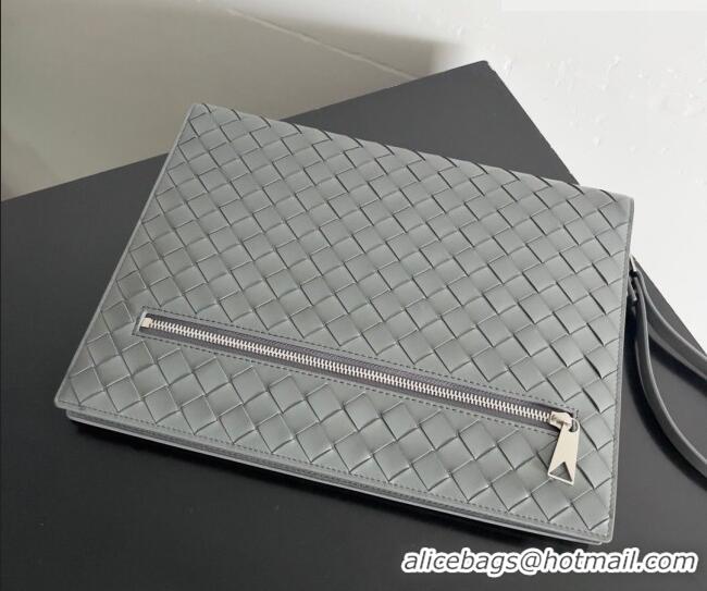 Discount Bottega Veneta Men's Intrecciato Leather Document Case With Wristlet 732638 Grey 2026