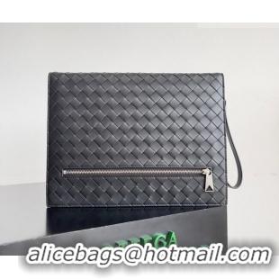 Low Cost Bottega Veneta Men's Intrecciato Leather Document Case With Wristlet 732638 Black 2026
