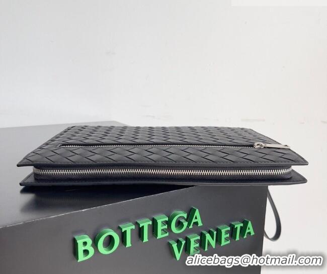 Low Cost Bottega Veneta Men's Intrecciato Leather Document Case With Wristlet 732638 Black 2026