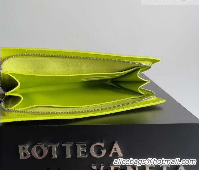 Top Grade Bottega Veneta Men's Small Intrecciato Leather Document Case With Wristlet 693675 Neon Green 2026