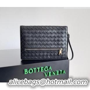 Good Discount Bottega Veneta Men's Small Intrecciato Leather Document Case With Wristlet 693675 Black 2026
