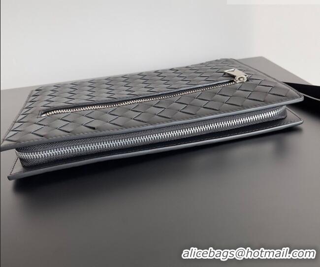 Good Discount Bottega Veneta Men's Small Intrecciato Leather Document Case With Wristlet 693675 Black 2026