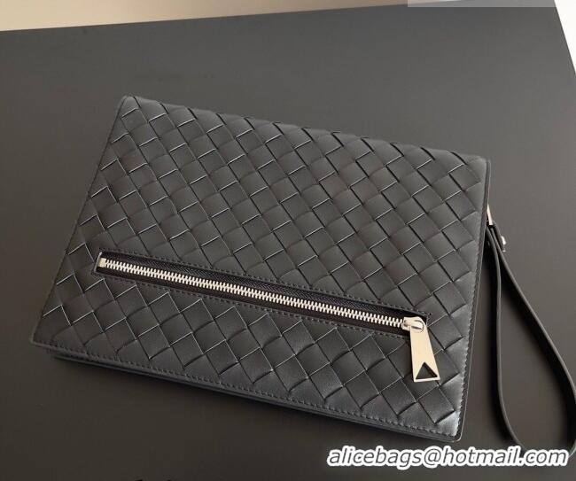 Good Discount Bottega Veneta Men's Small Intrecciato Leather Document Case With Wristlet 693675 Black 2026