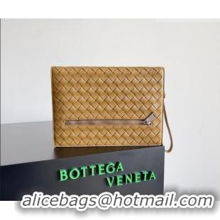 Good Product Bottega Veneta Men's Small Intrecciato Leather Document Case With Wristlet 693675 Brown 2026
