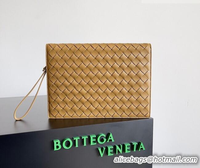 Good Product Bottega Veneta Men's Small Intrecciato Leather Document Case With Wristlet 693675 Brown 2026