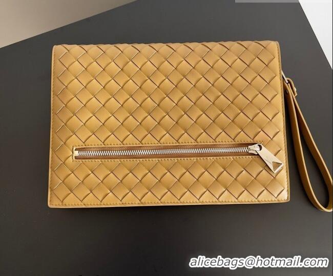 Good Product Bottega Veneta Men's Small Intrecciato Leather Document Case With Wristlet 693675 Brown 2026