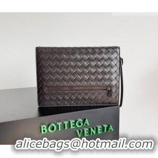 High Quality Bottega Veneta Men's Small Intrecciato Leather Document Case With Wristlet 693675 Fondant Brown 2026
